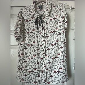 Mushroom Collared Shirt with Ribbon
